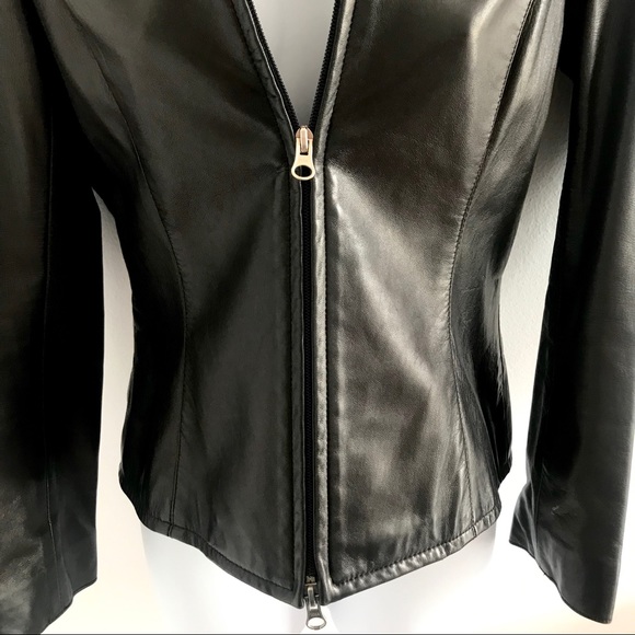 Sandra Angelozzi Black Real Leather Jacket Y2K - Picture 4 of 16